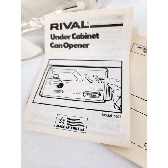 Vintage Rival Under Cabinet Can‎ Opener 7507 Knife Sharpener RV Travel Mountable - Picture 4 of 16